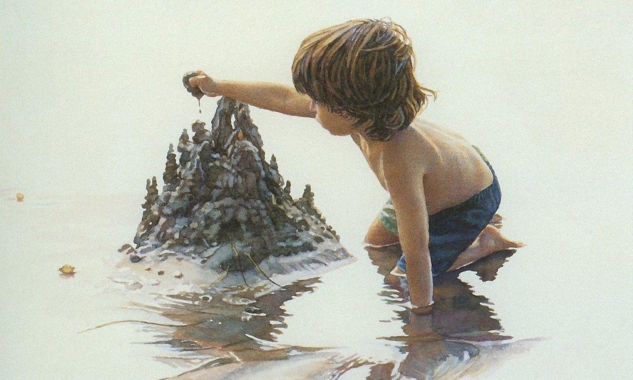 Beaches: Building Sand Castle Sandcastle Ocean Boy Summer Beach