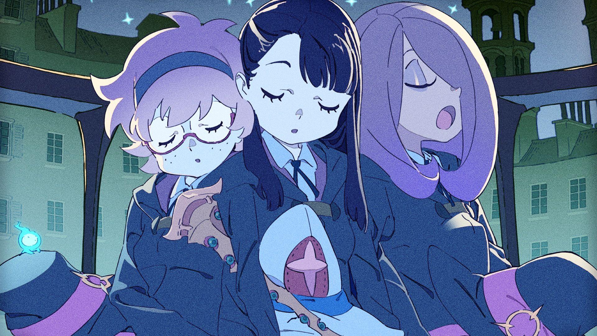 Lotte, Akko, and Sucy. Little Witch Academia