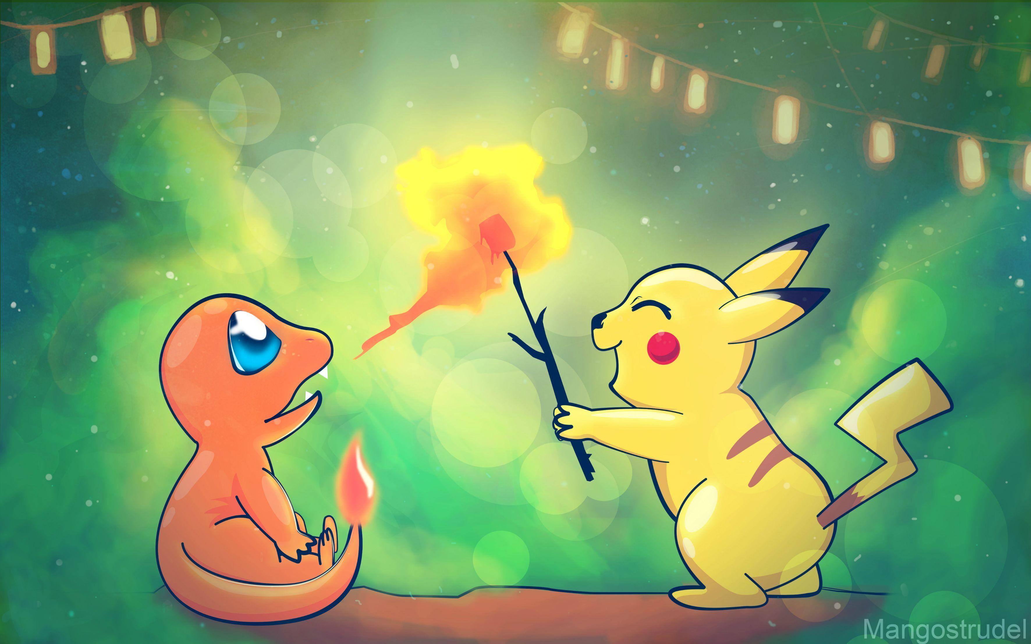 Original Art] Charmander and Pikachu [3543x2214], wallpaper