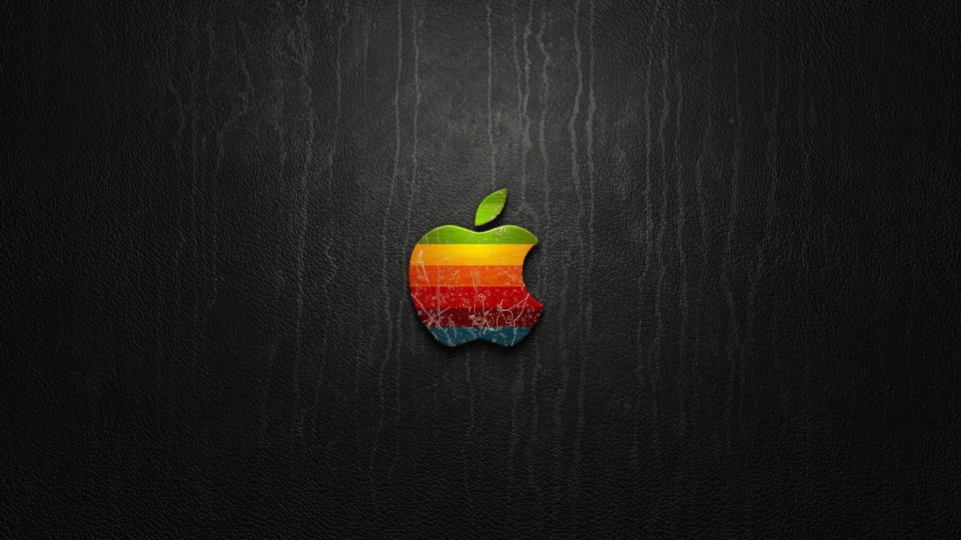 Coloful Apple Logo On Black Background Wallpaper