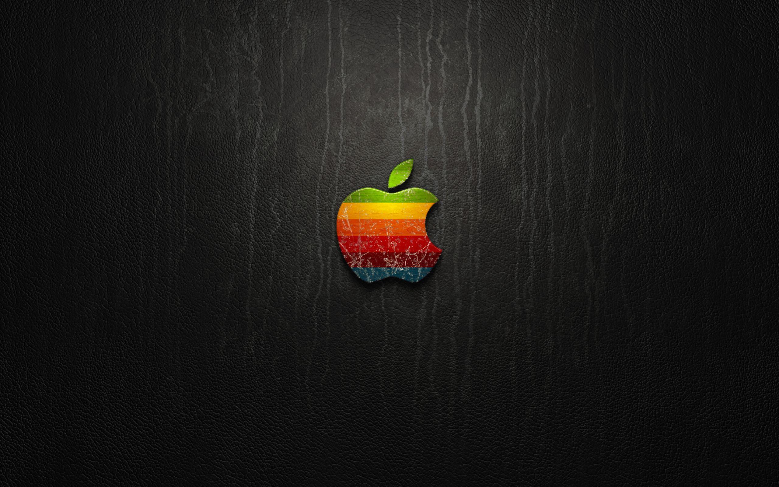 Black Wallpaper Apple Logo Colored Image HD # Wallpaper