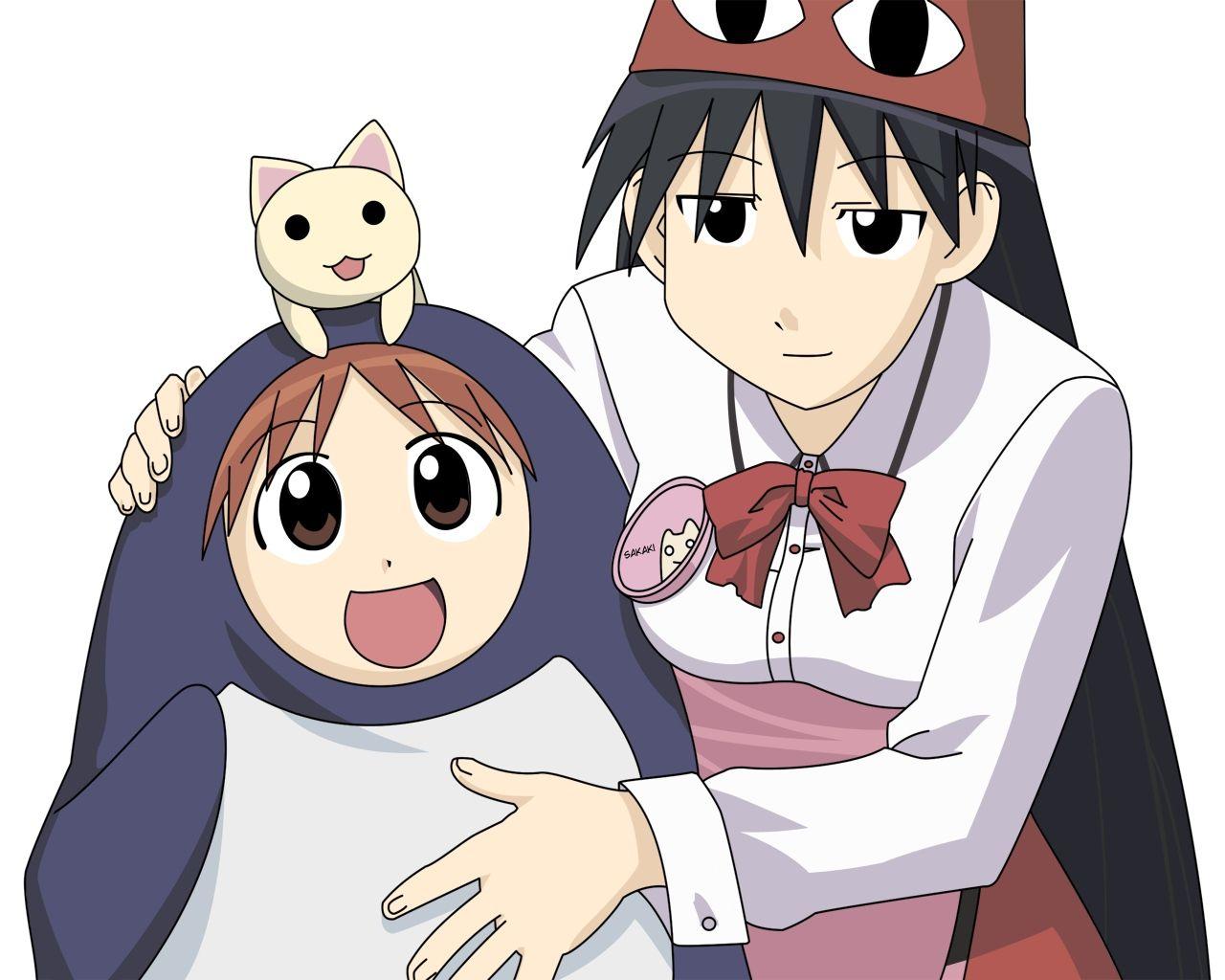 Download wallpaper 1280x1024 azumanga daioh, mihama chiyo, sakaki