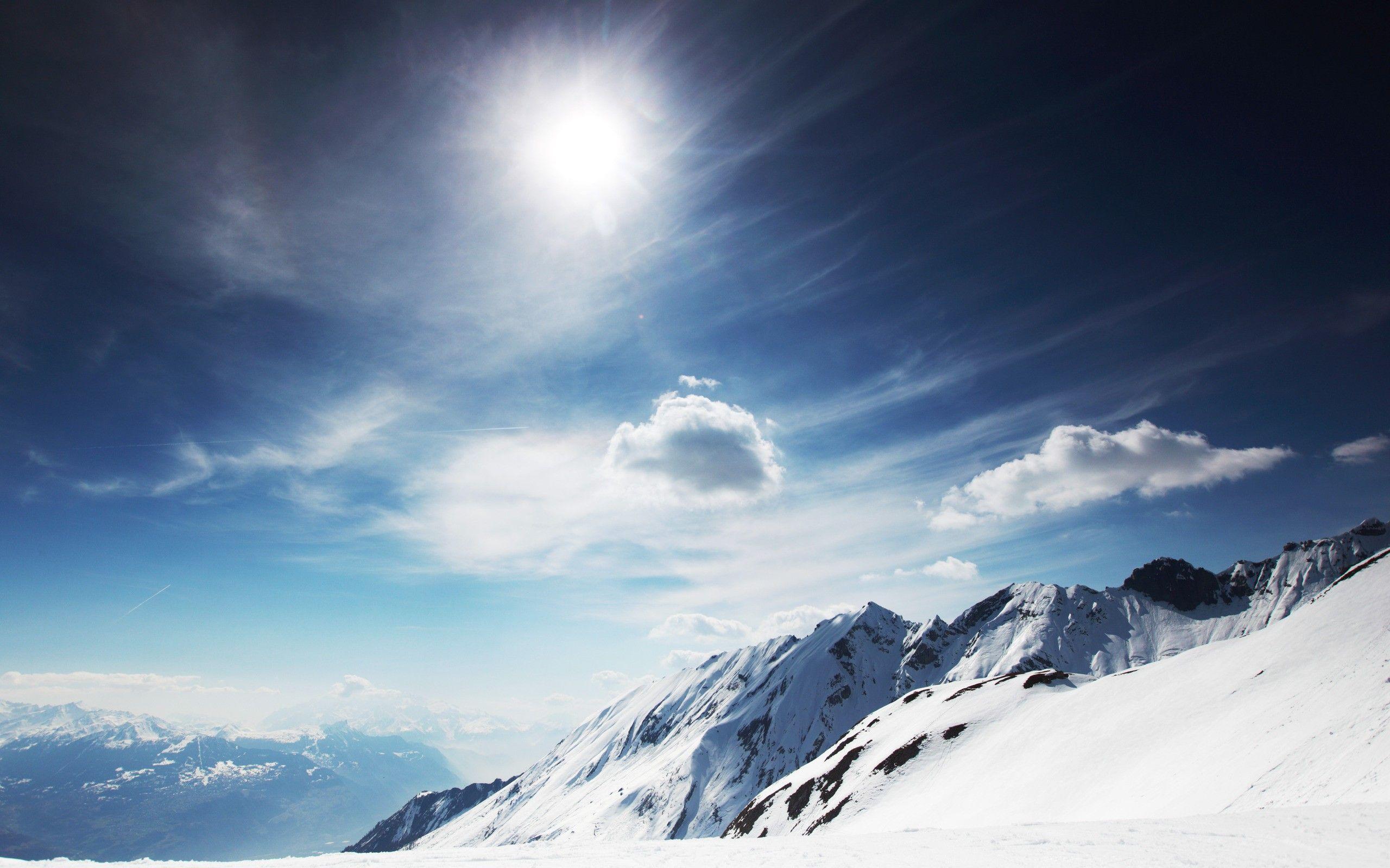Sunny Snowy Mountains Wallpaper