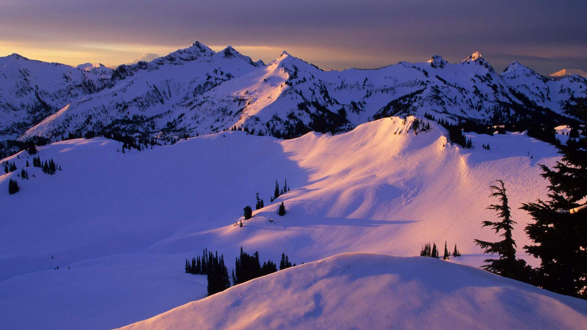 Snowy Mountain Sunset HD Wallpaper, Background Image