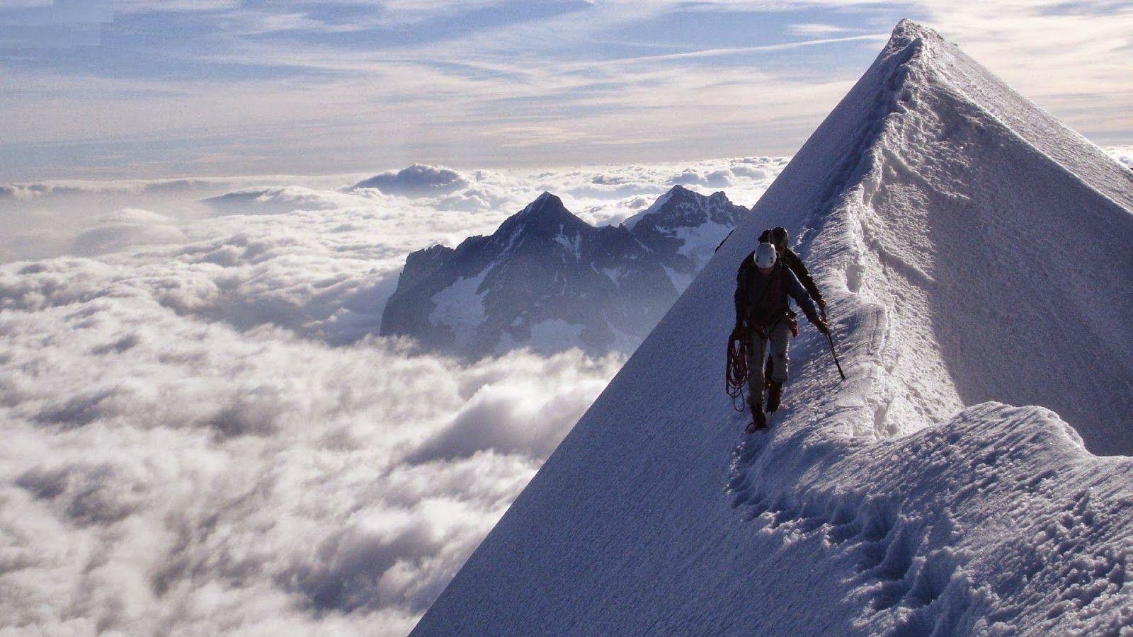 HD Wallpaper Desktop: Snowy Mountains HD Wallpaper