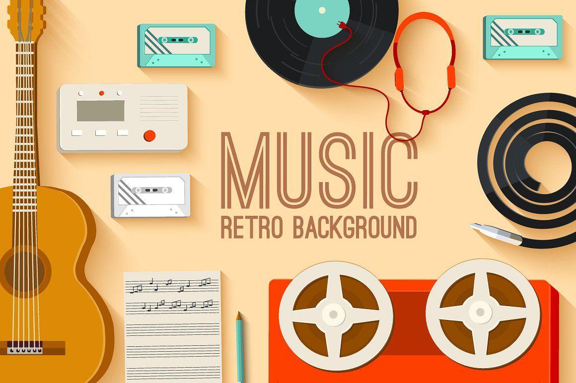 retro musical equipment background Illustrations Creative Market