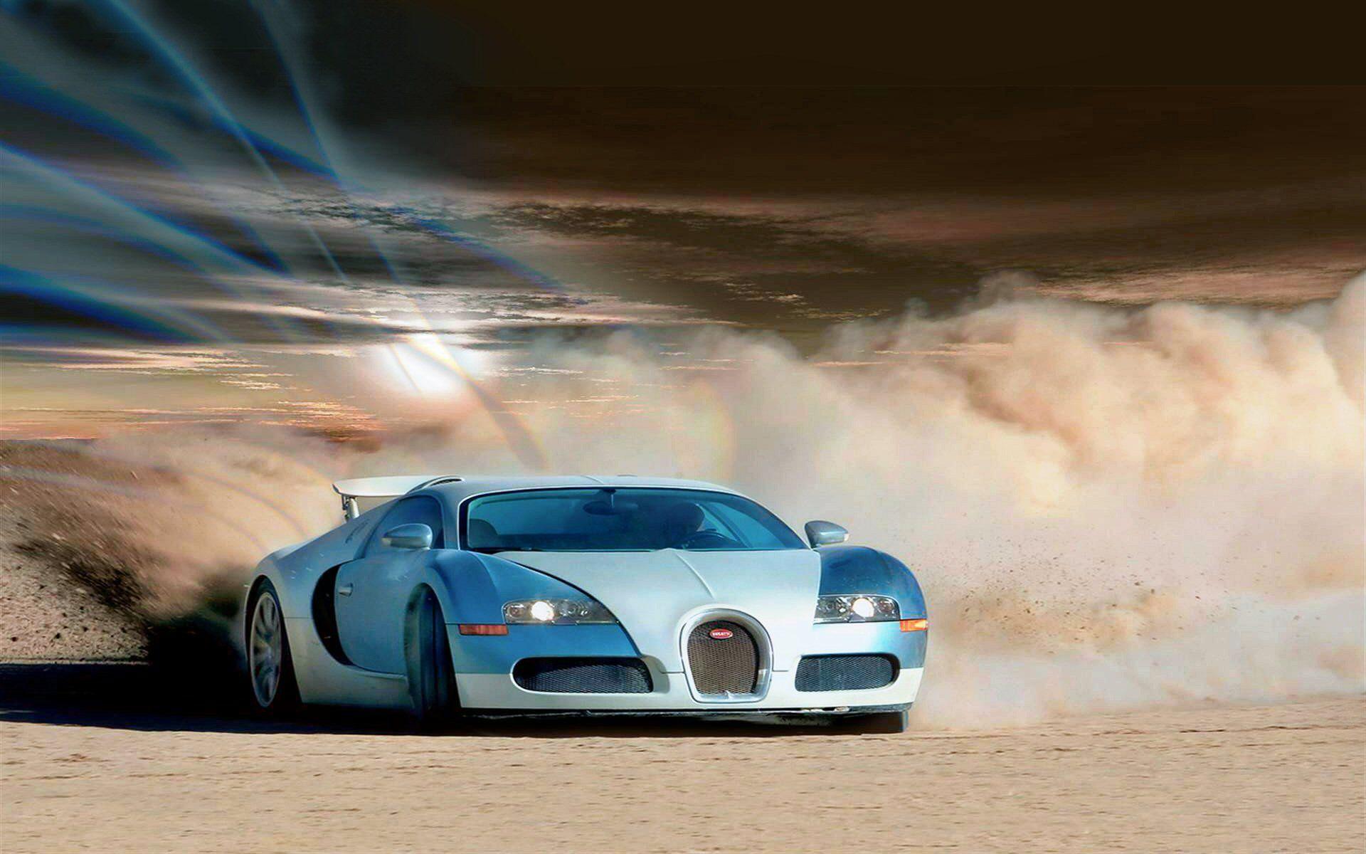Bugatti Cars, Bugatti Veyron White Color Drift Stunts Off Road 4k