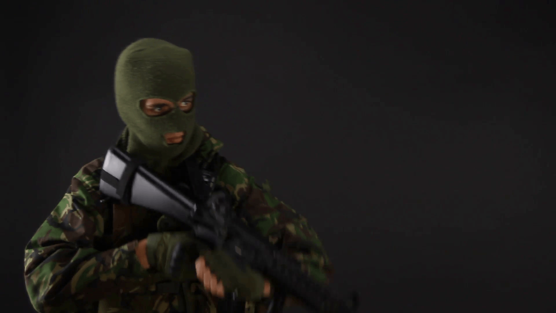 Soldier Aiming Rifle Isolated on Black Background Stock Video