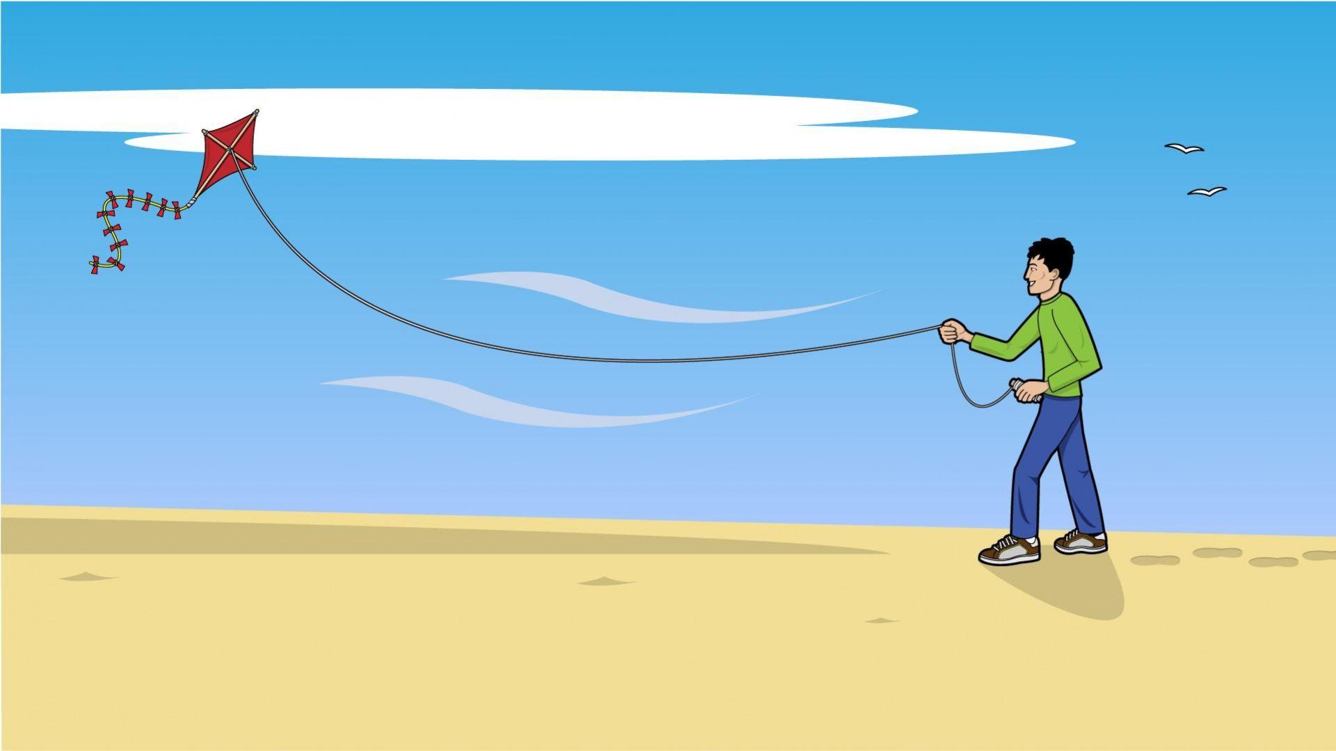 Boy Flying Kite Wallpaper