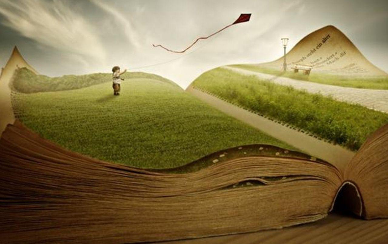 Child Kite Flying Grass Book wallpaper. Child Kite Flying Grass Book