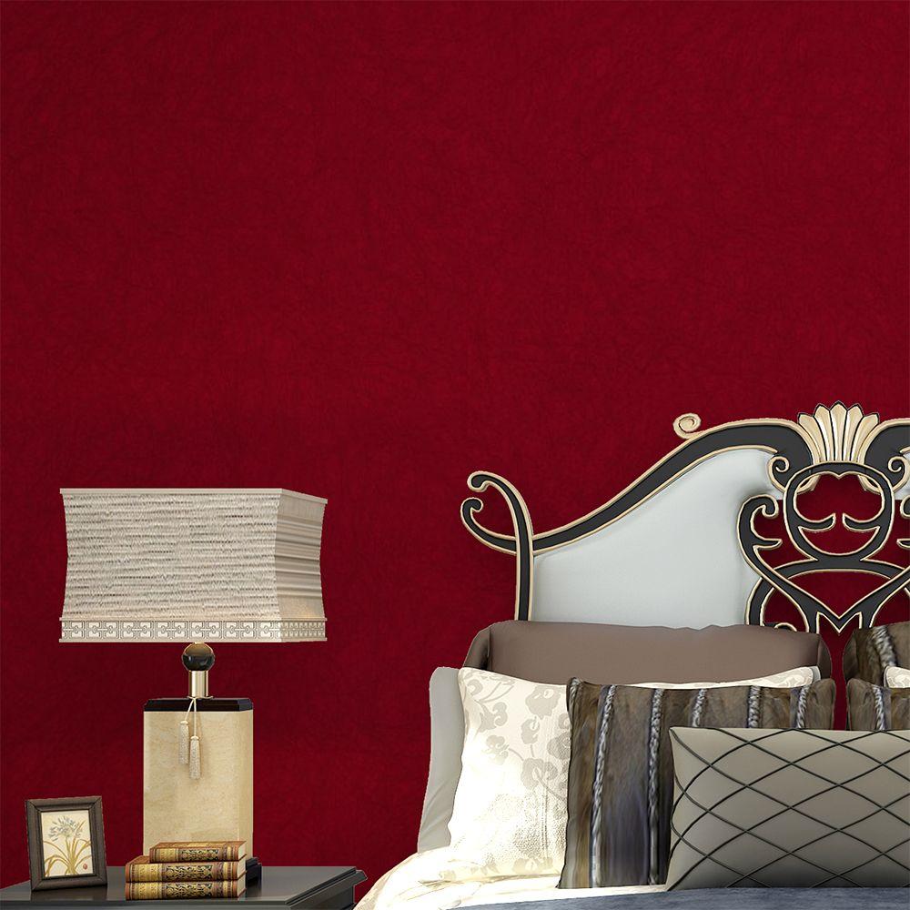 HaokHome Solid Color Non Woven Wallpaper for wall Red Modern Silk