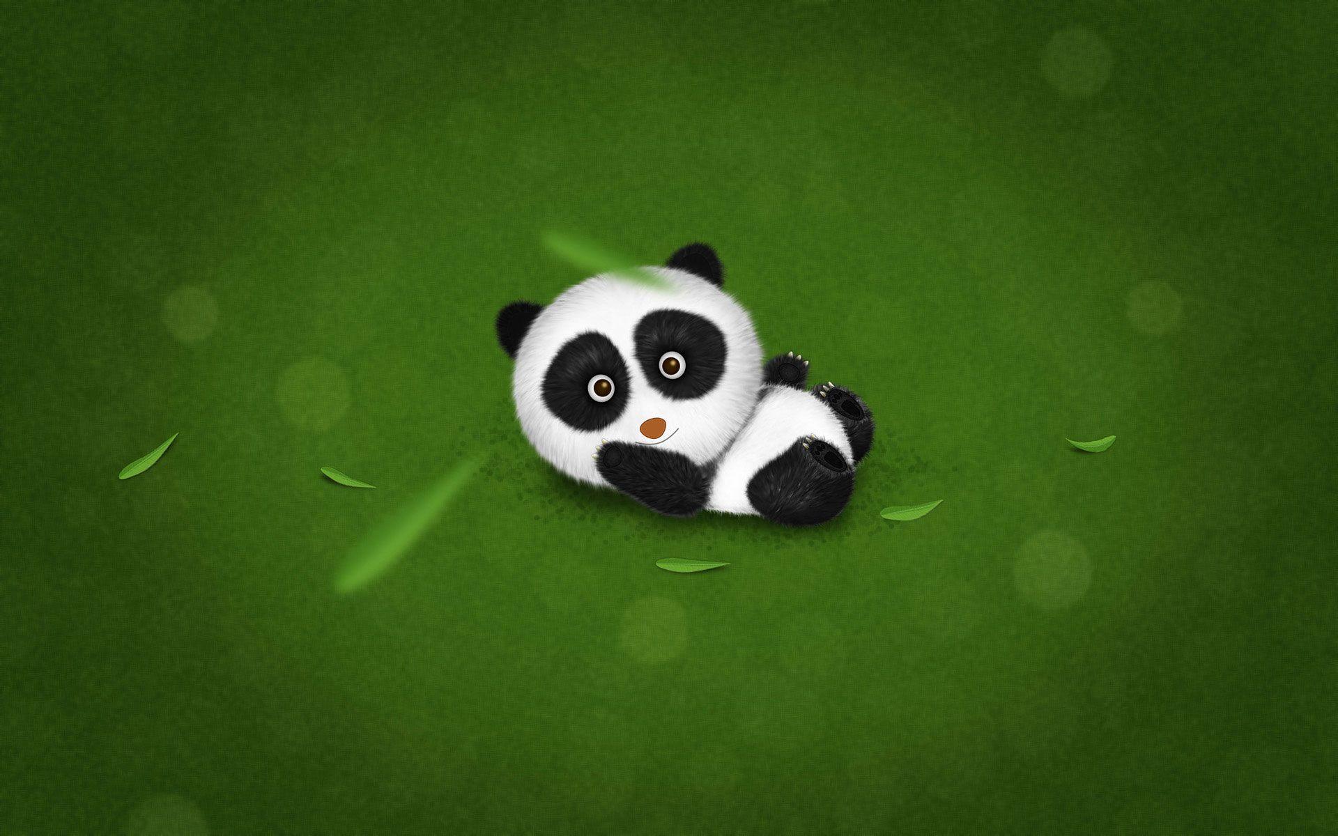 Kawaii Panda. Cute Funny Baby Panda Cartoon Wallpaper Wallpaper