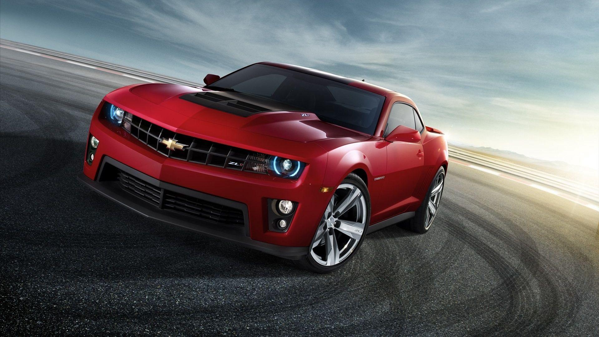 Download wallpaper 1920x1080 chevrolet, camaro, red, front view