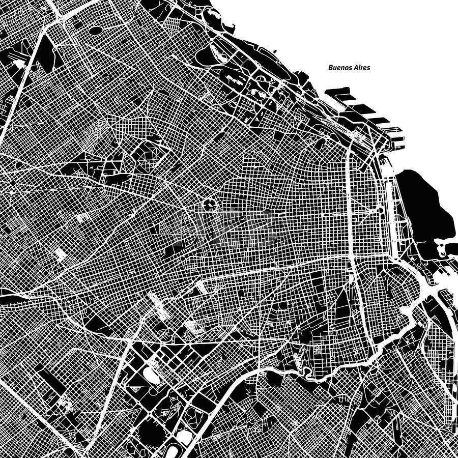 Buenos Aires One Color Map. Travel maps, Buenos aires and Architecture