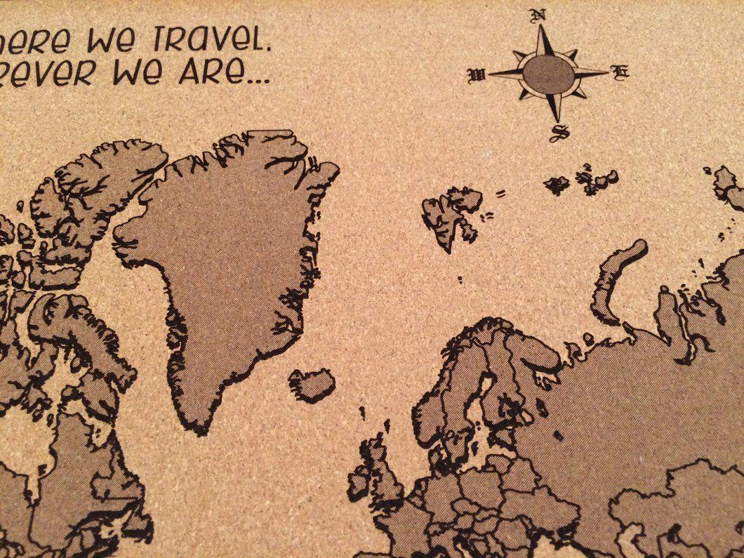 Cork Engraved Push Pin World Travel Map Cork Background
