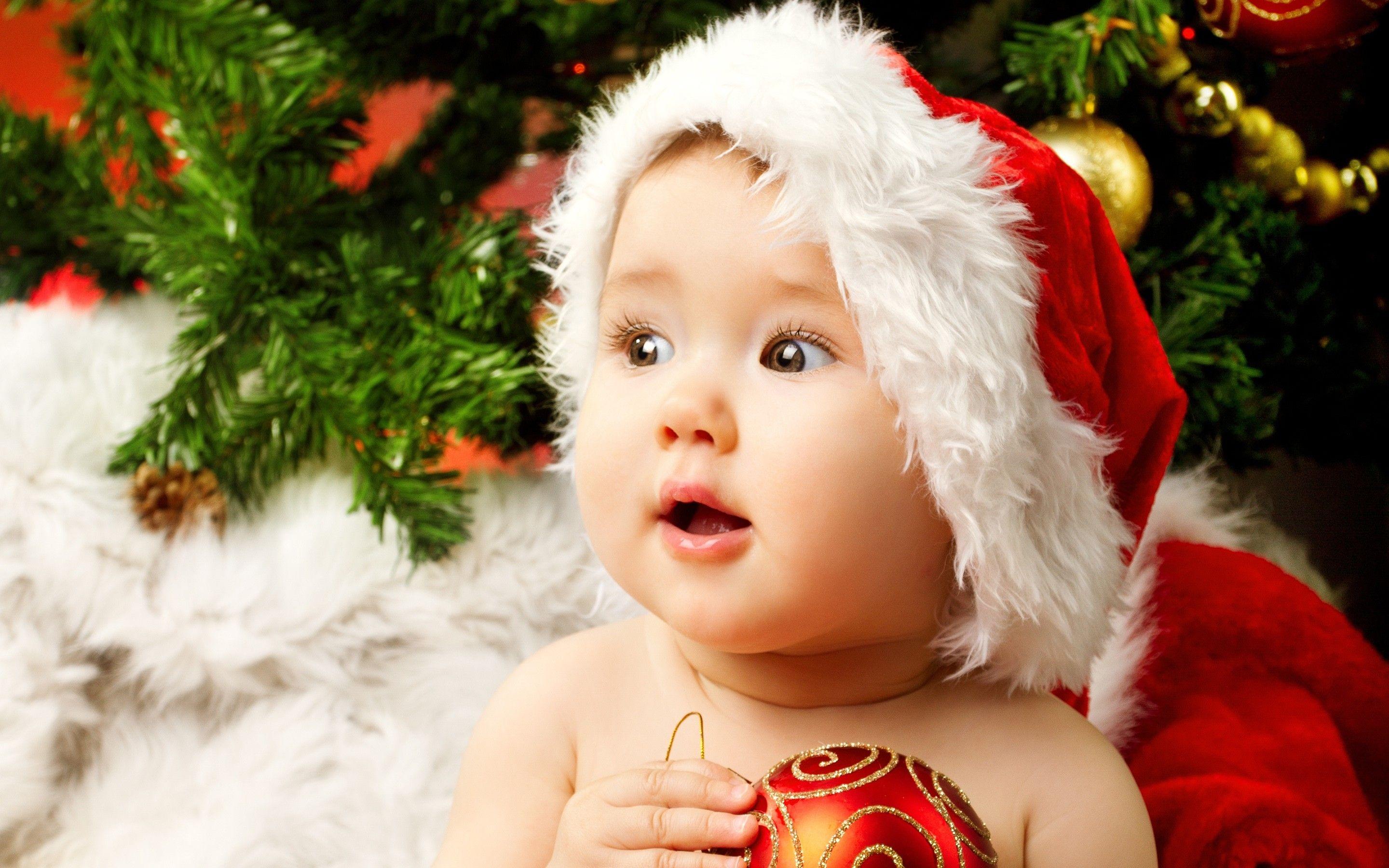 Cute Baby Santa Wide Wallpaper HD Wallpaper