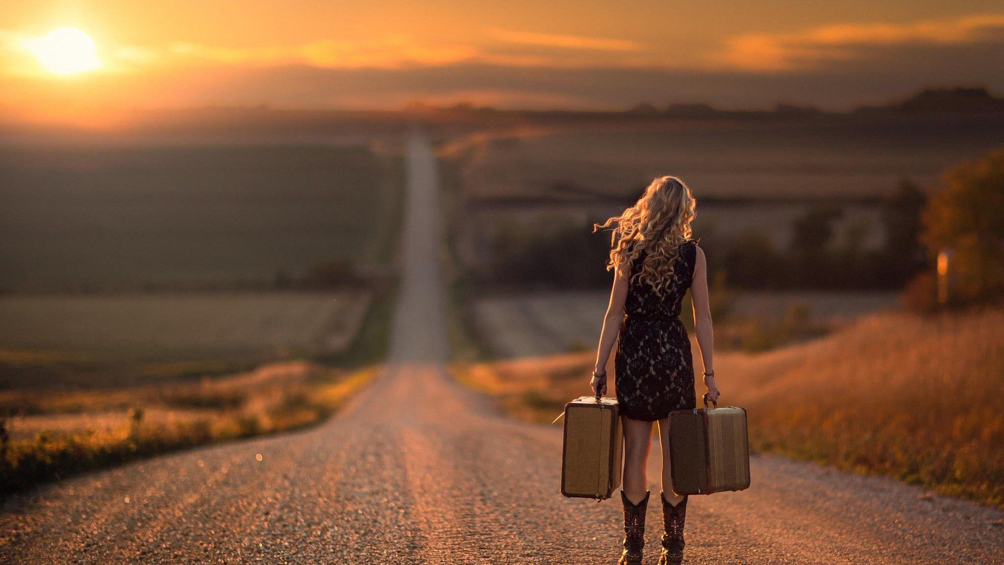 Girl Walking On Alone Road 2048x1152 Resolution HD 4k