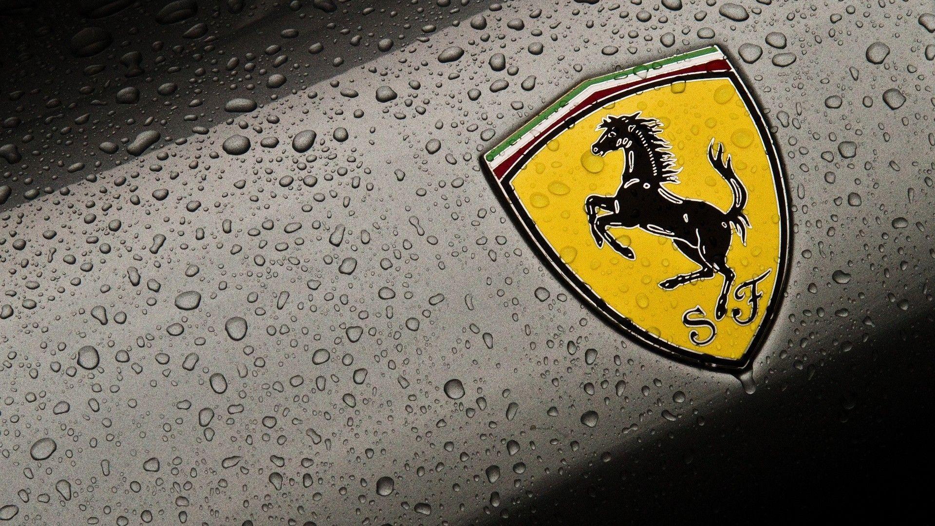 Ferrari emblem cars logos water drops wallpaper