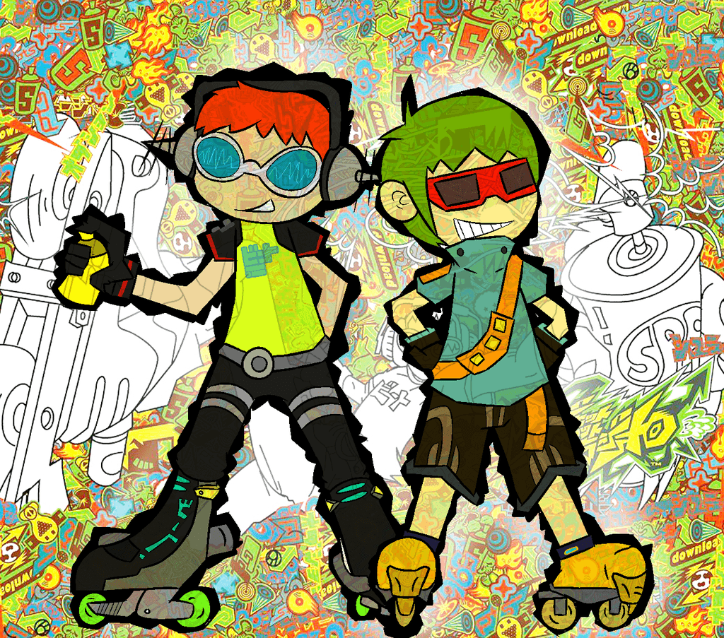 Jet Set Radio Future: Beat and YoYo by runingfromlions.