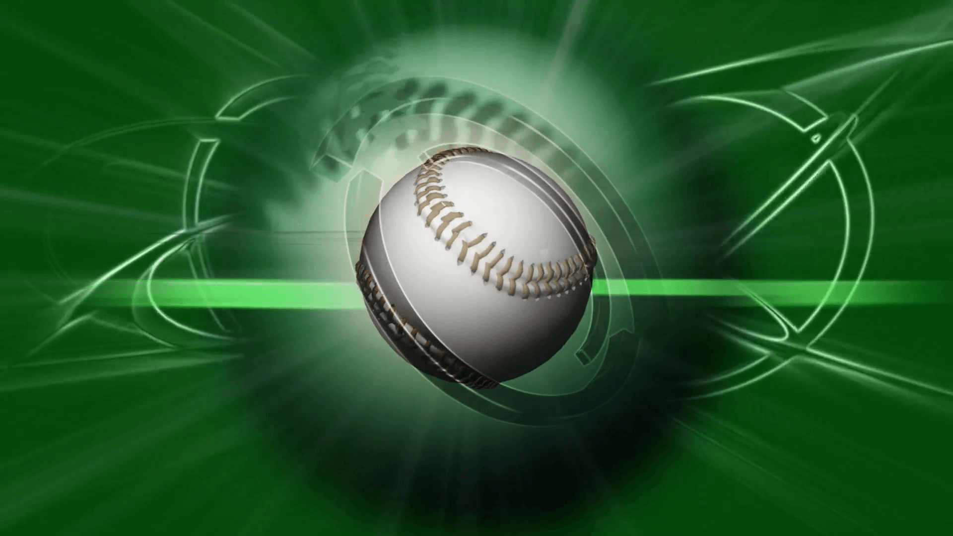 Spinning Baseball Ball & Green Background Motion Background
