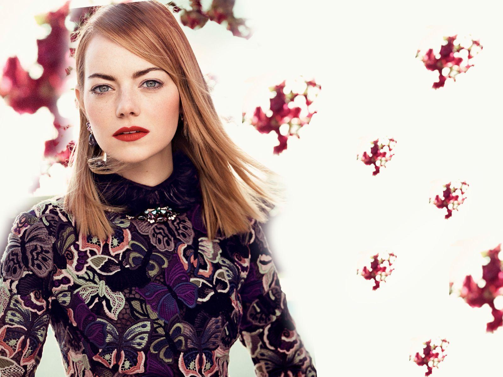 Hd Emma Stone Beautiful Background Design With Cute Face Look Pose