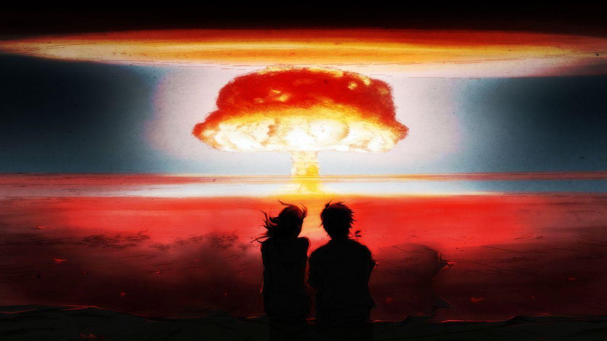Nuclear Blast Bomb Explosion Anime Drawing Mushroom Cloud Nuclear