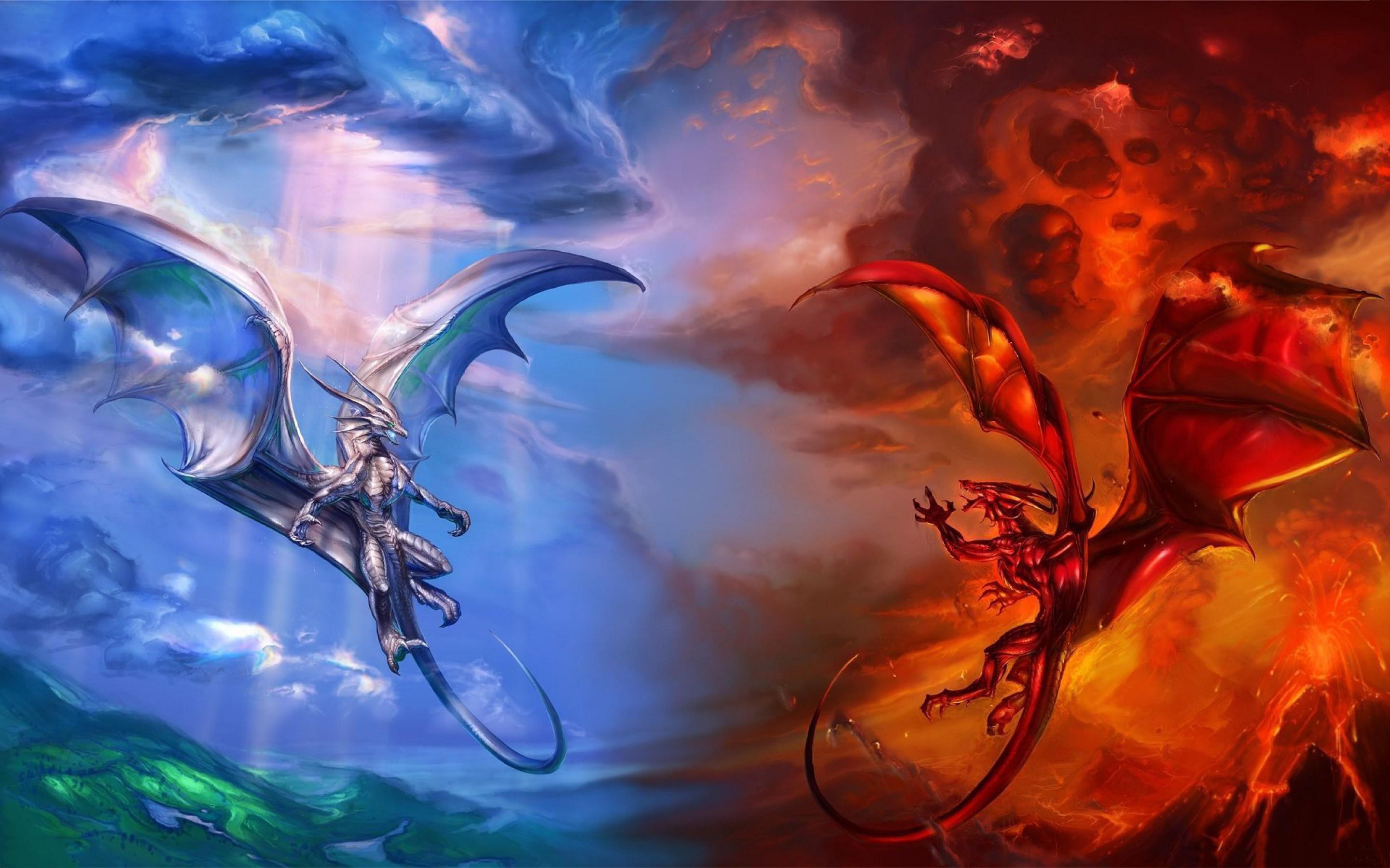 HD Ice Vs Fire Dragon Wallpaper