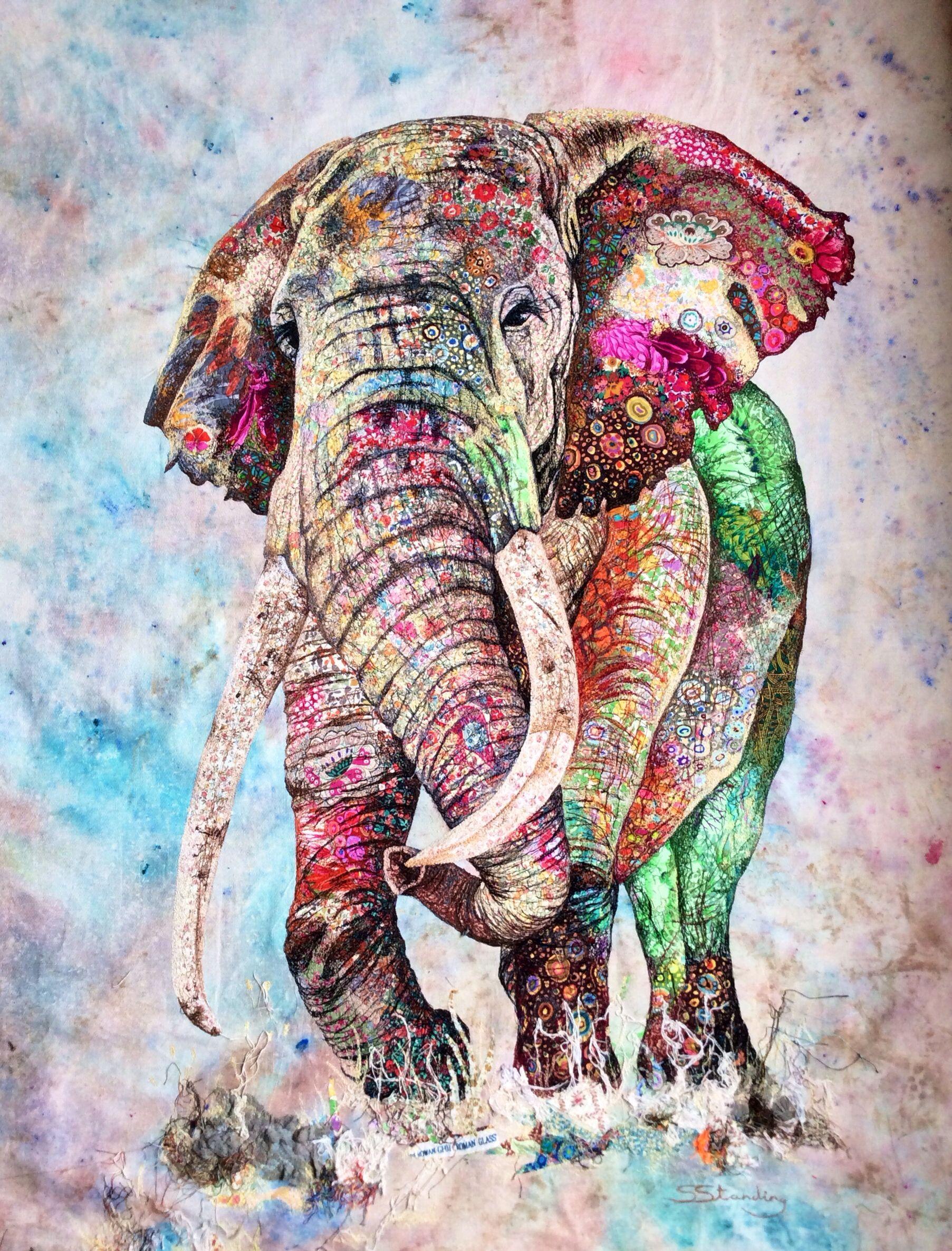 Bull elephant. My textile art. Bull elephant, Collage