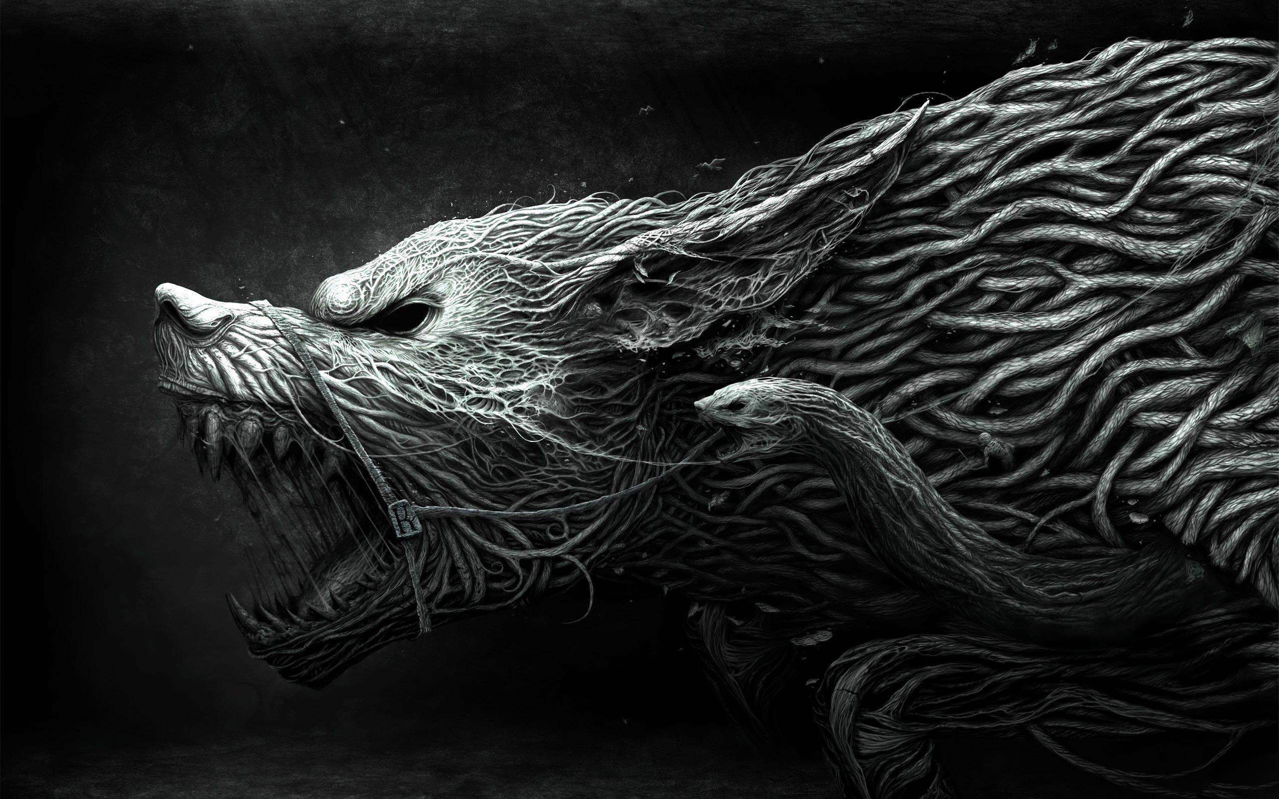 CGI, horror, wolf, fantasy art, roots wallpaper