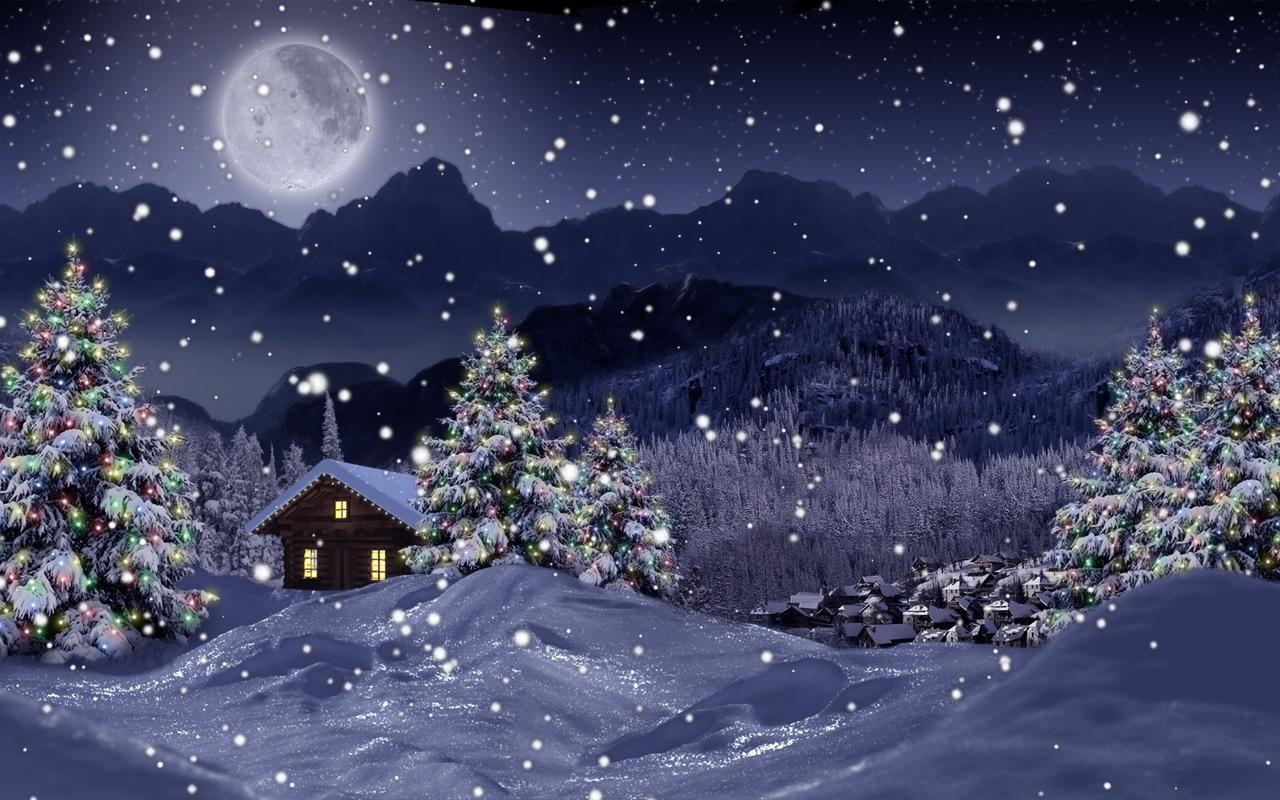 Snowy Christmas Night Wallpaper