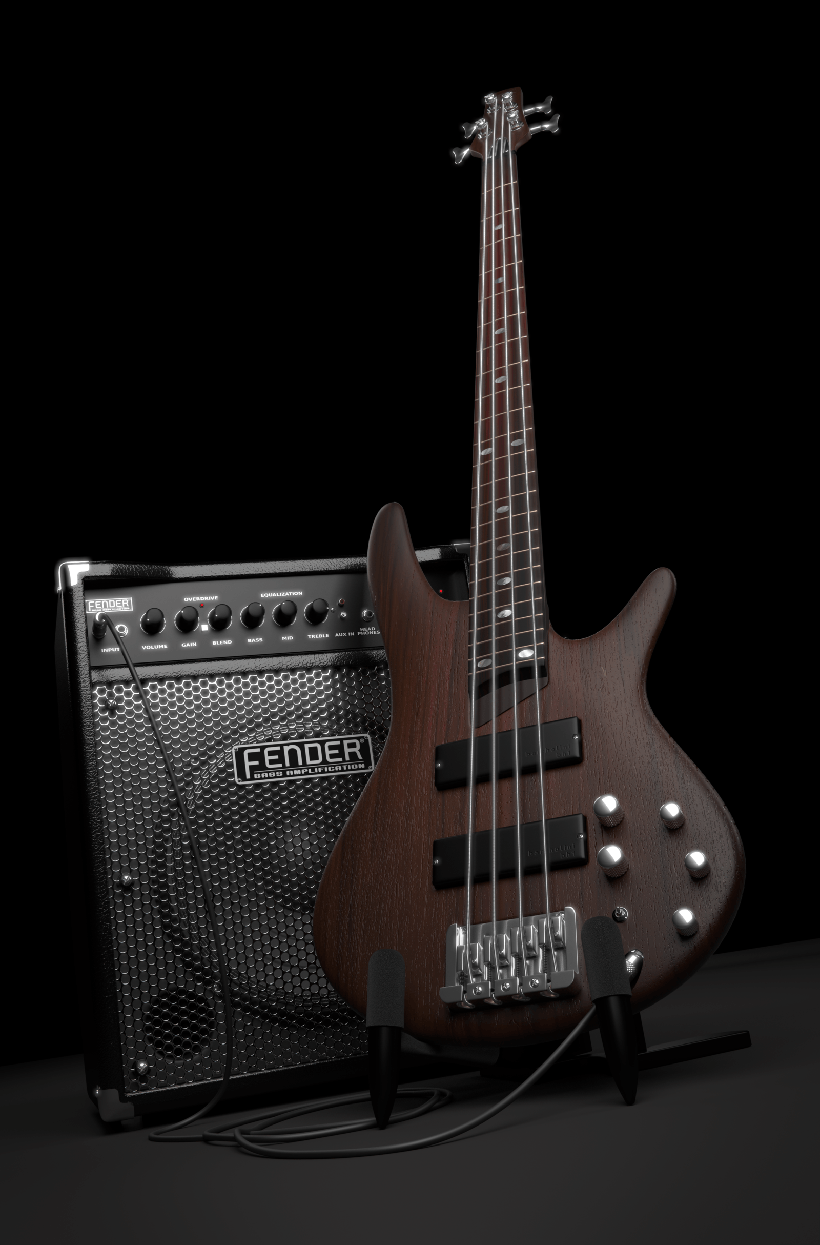 3D Ibanez SR500 + Fender Rumble 30 By Pierre Allard