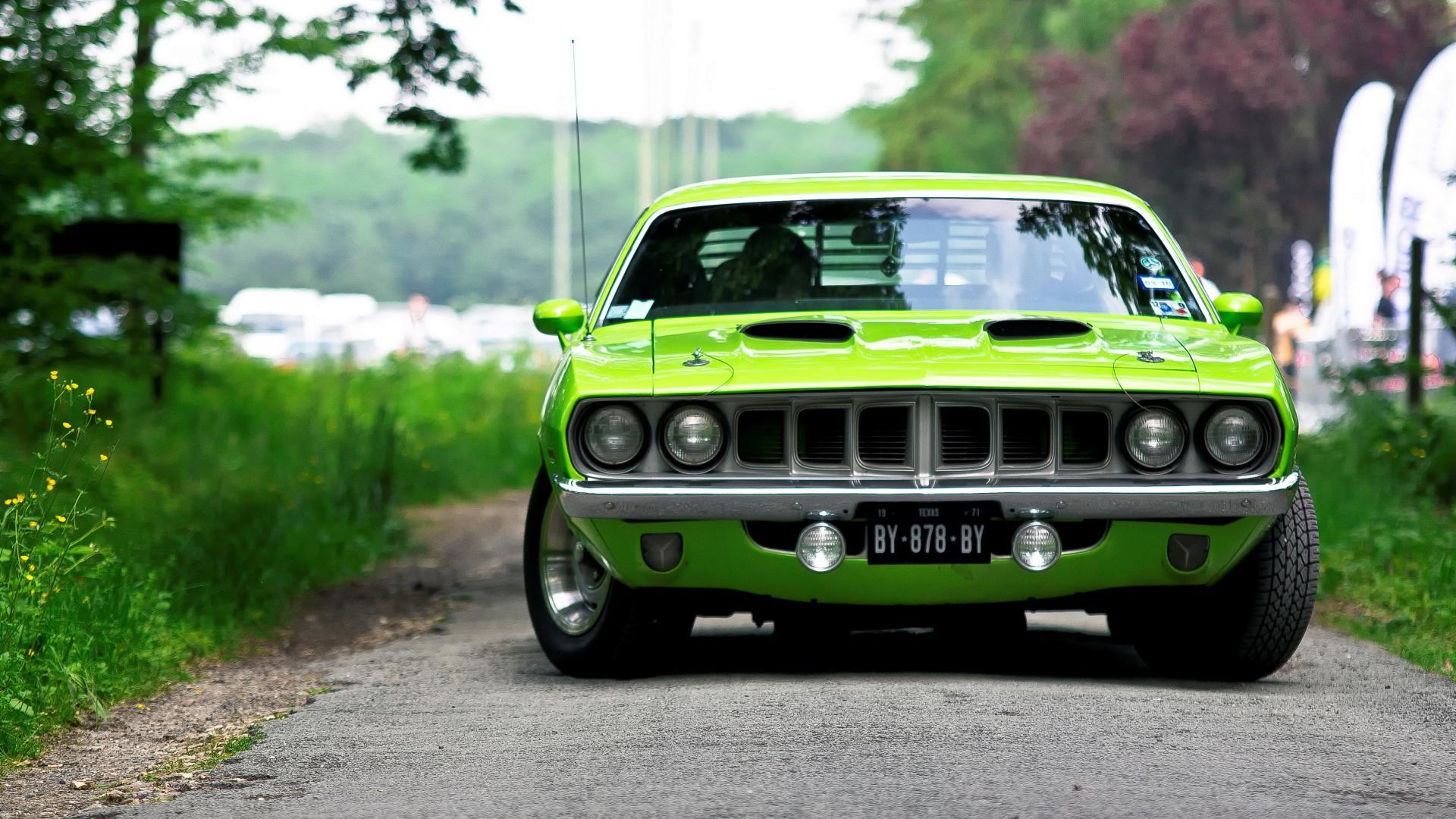 Cars vehicles barracuda plymouth green cuda wallpaper