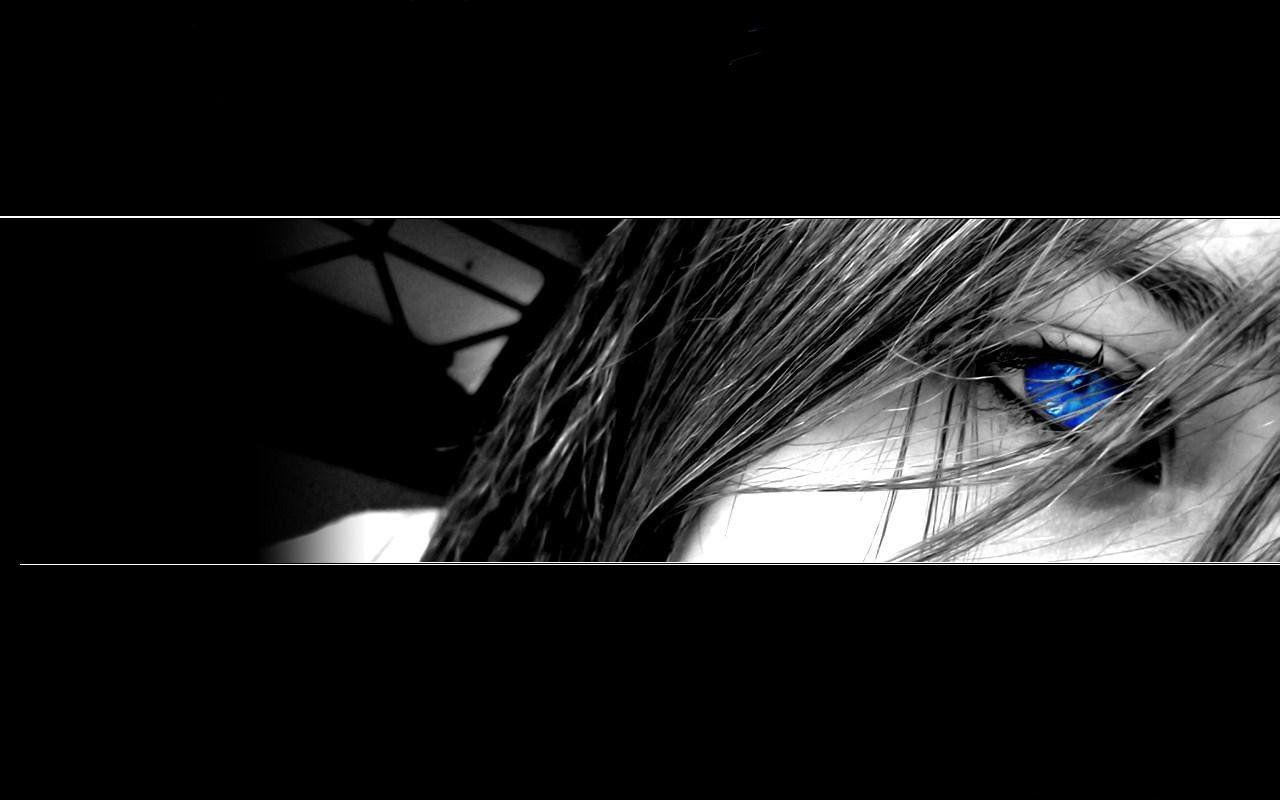 Black Background Blue Eyes Faces Selective Coloring