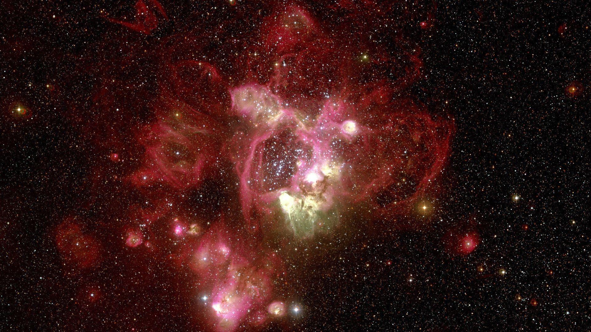 Download Wallpaper 1920x1080 nebula, red, hubble, telescope Full HD