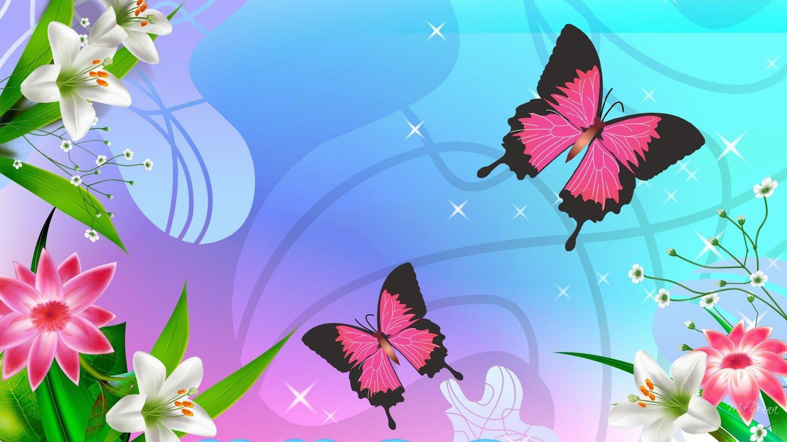 all about insurance: Two pink butterfly and flower wallpaper