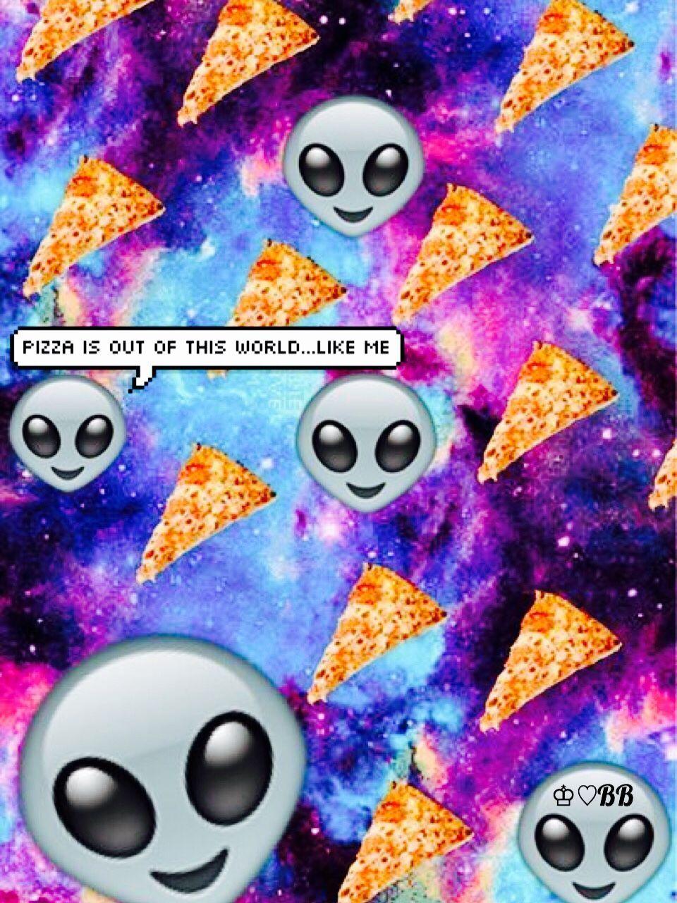 iPhone / Android galactic pizza emoji background + Transparent