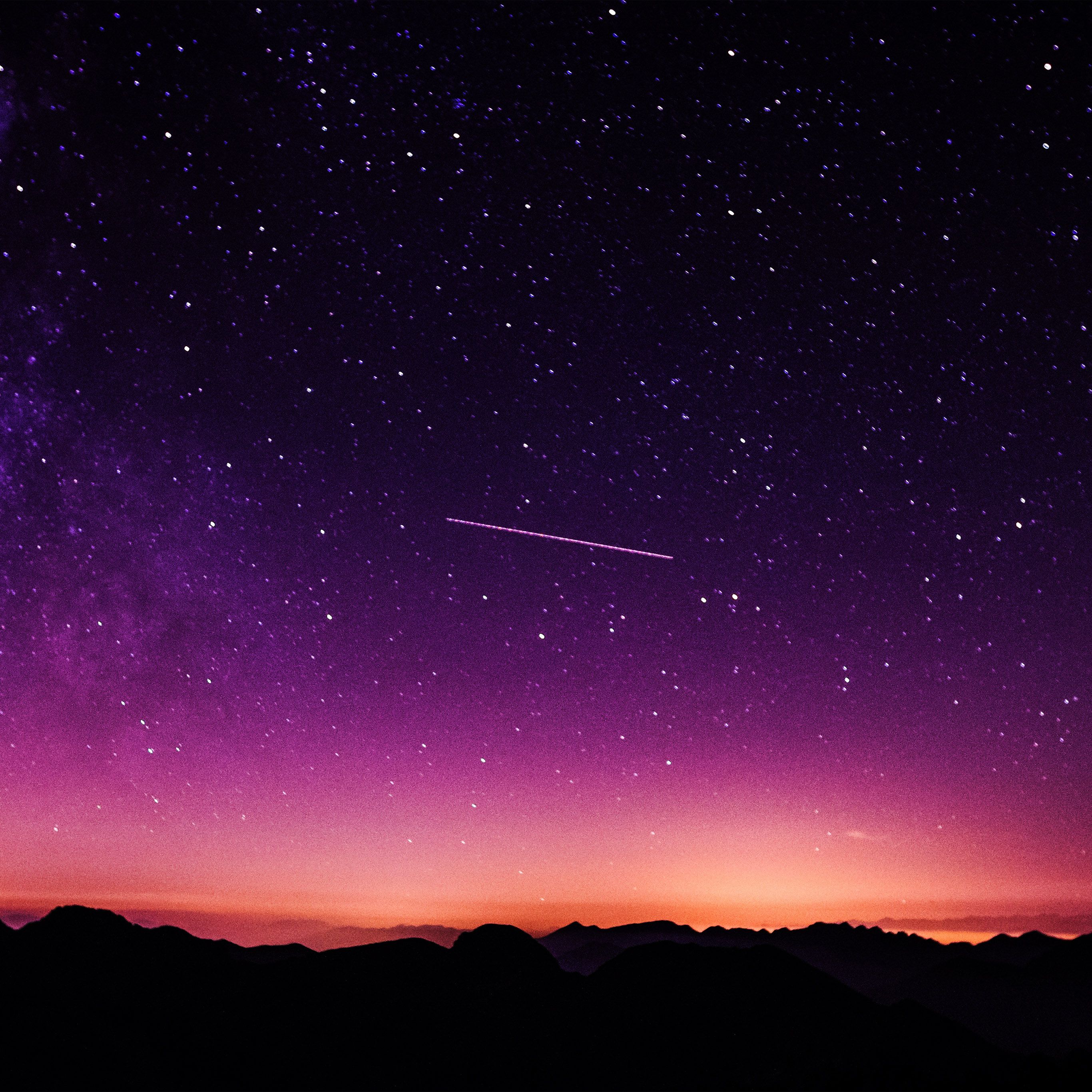 Star Galaxy Night Sky Mountain Purple Red Nature Space Wallpaper
