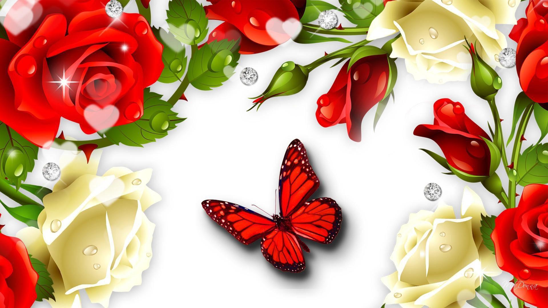 Flower Red Butterfly HD