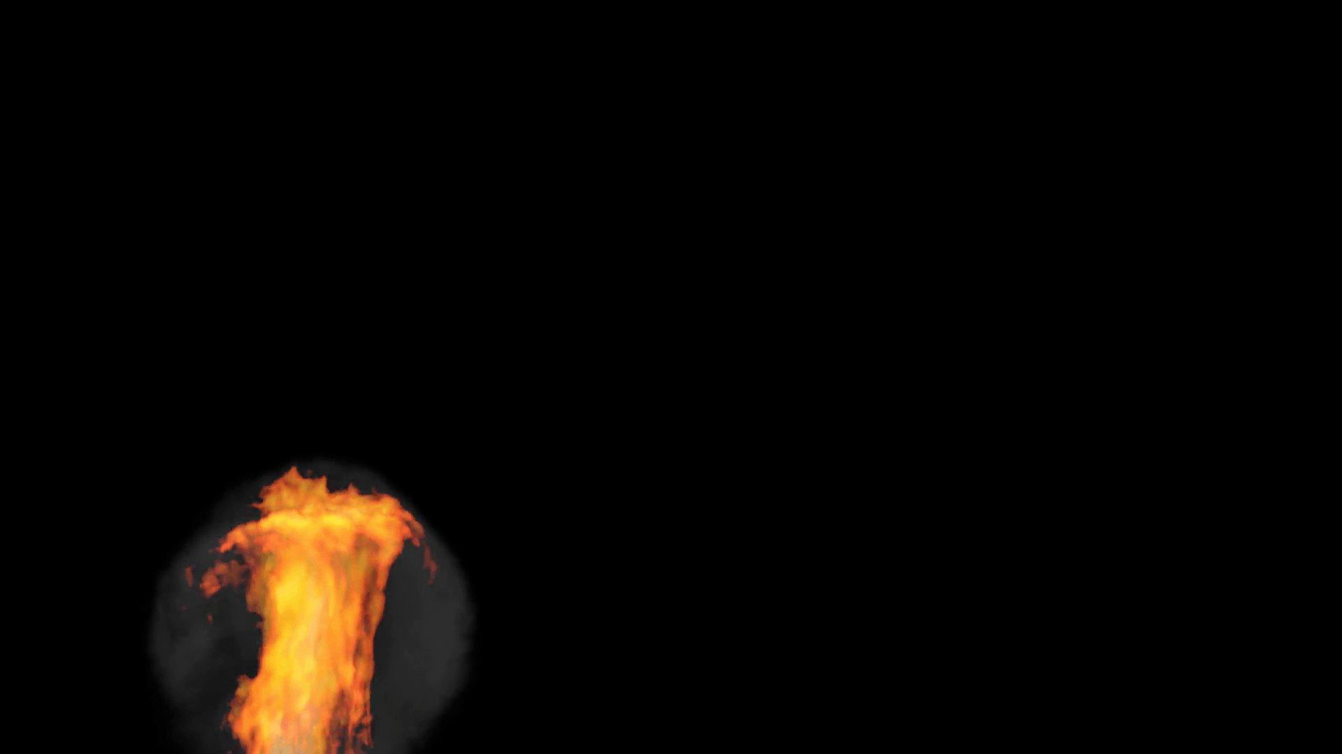 Animated locomotive's fire and smoke against transparent background