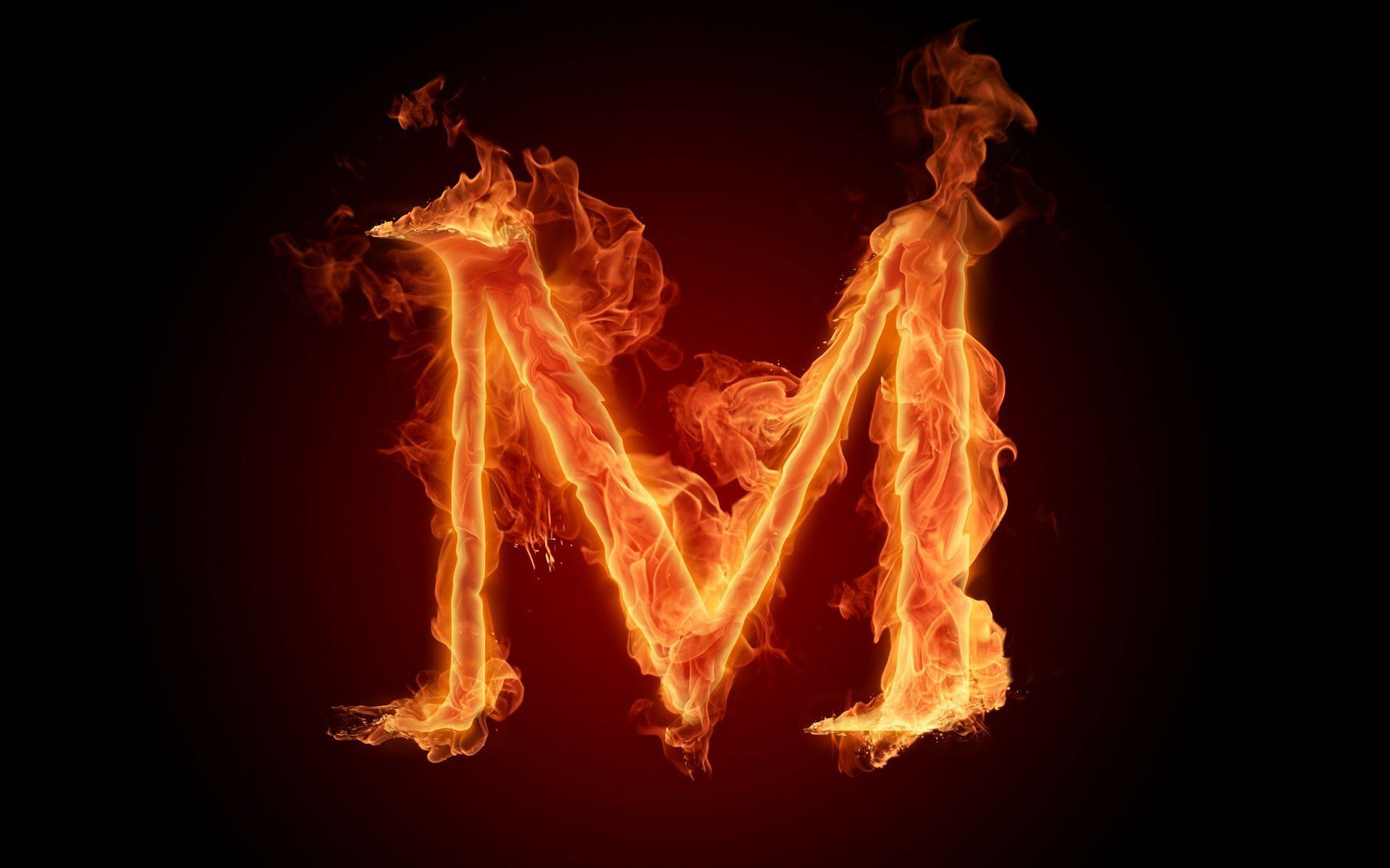 HD Wallpaper The fiery English alphabet picture M. letter