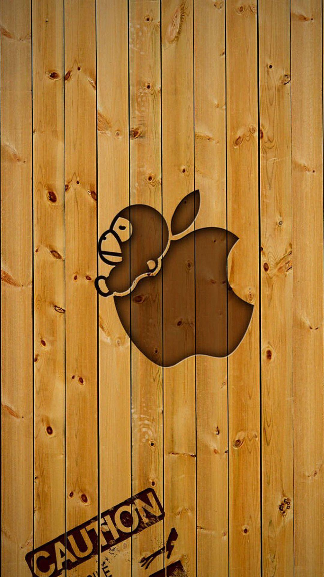 Creative Wood Apple Logo Android Wallpaper free download