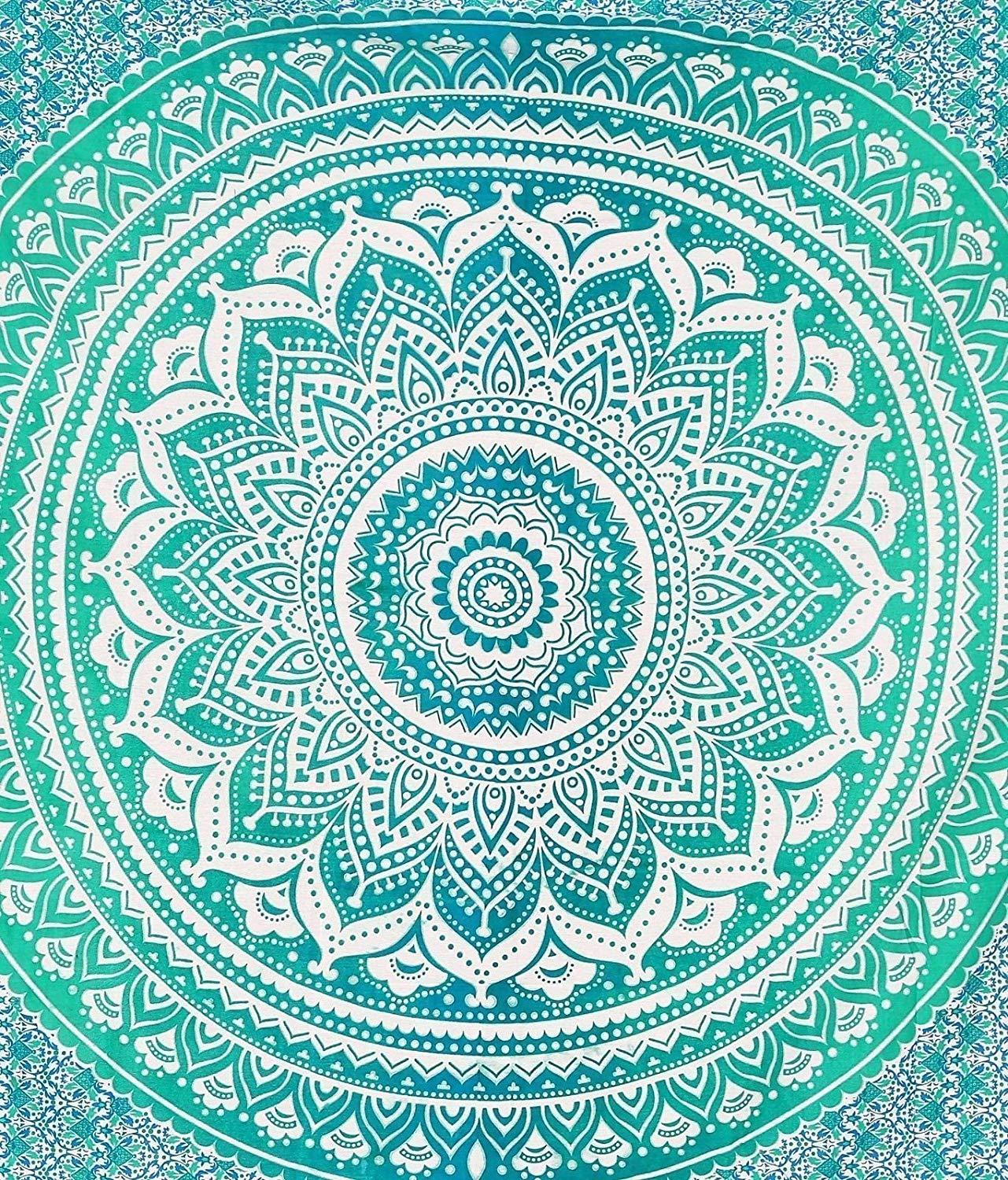 RawyalCrafts Green Ombre Tapestry, Indian Hippie Tapestry