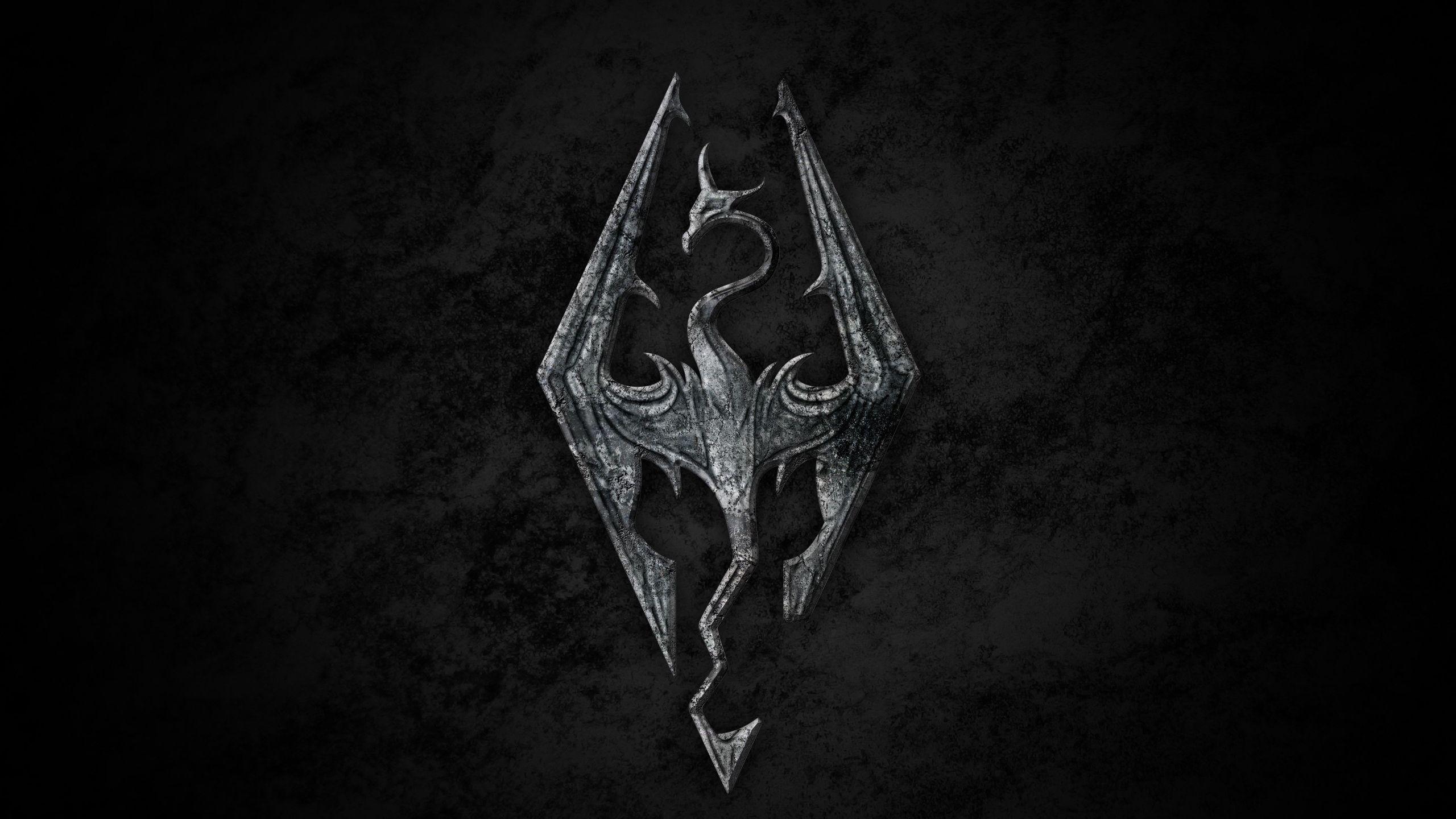Download wallpaper 2560x1440 the elder scrolls, emblem, background