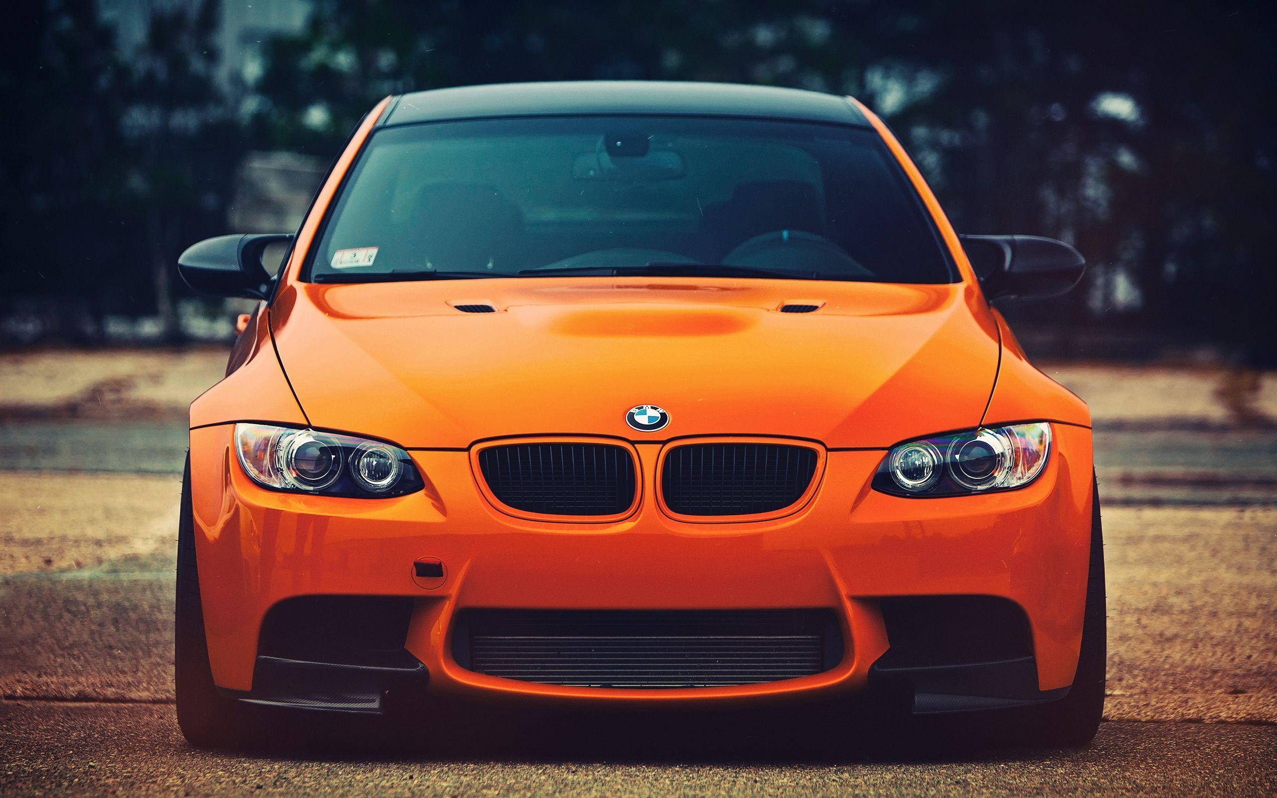 BMW M3 orange car front view Wallpaper. HD Desktop Wallpaper