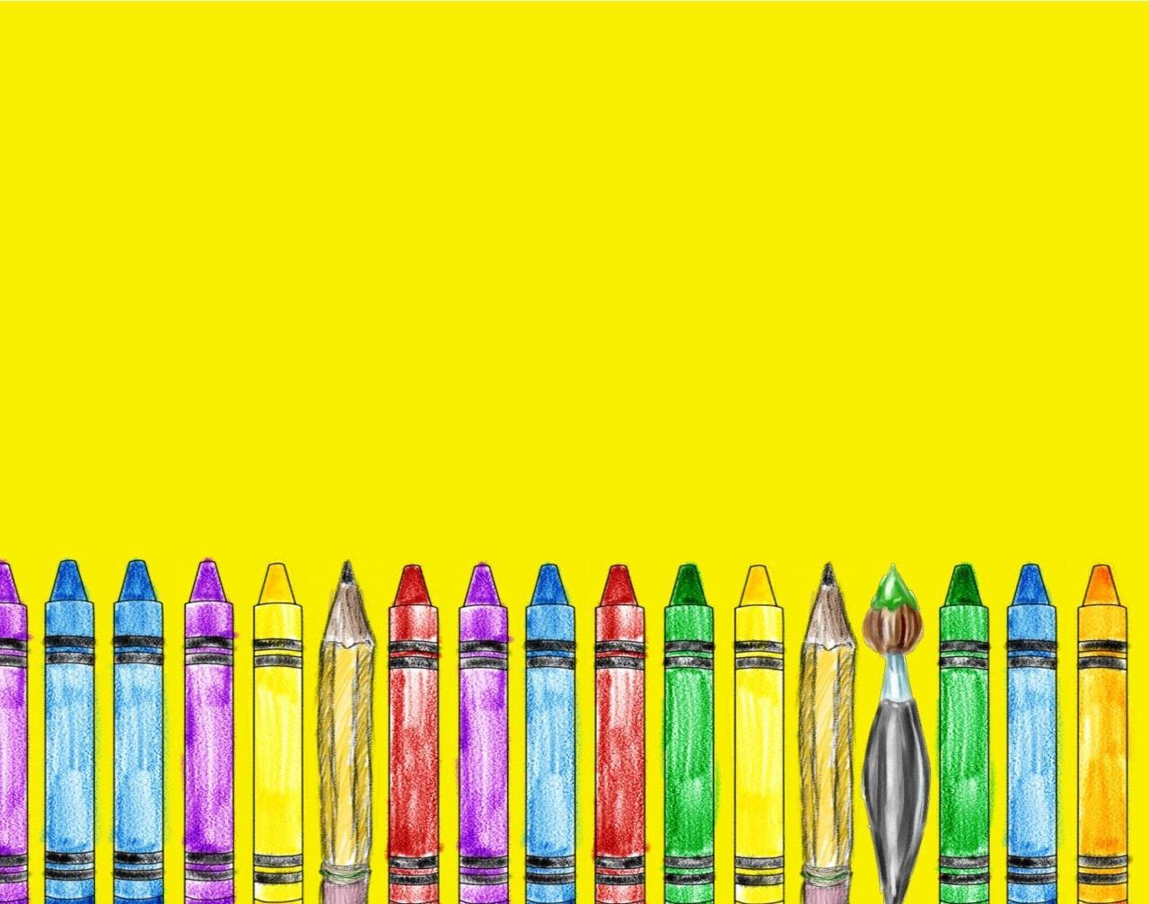 Free School Supplies Yellow Background For PowerPoint