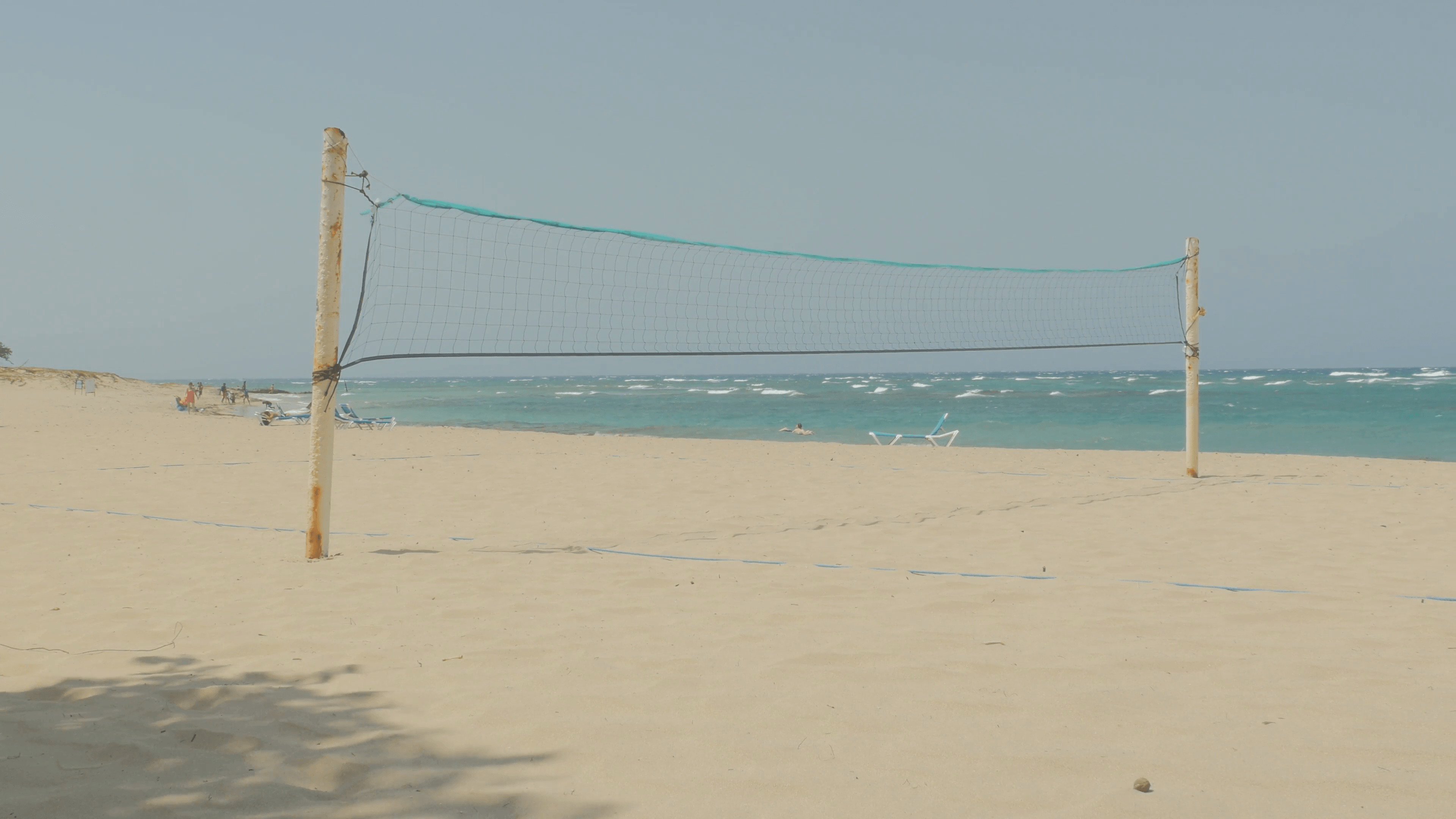 Beach Volleyball Net Court Background Stock Video Footage