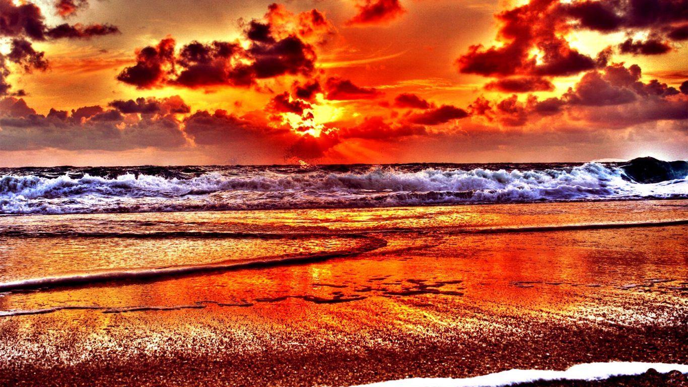 Sunsets: Ocean Sunset Dreamland Rays Light Lake Red Wallpaper