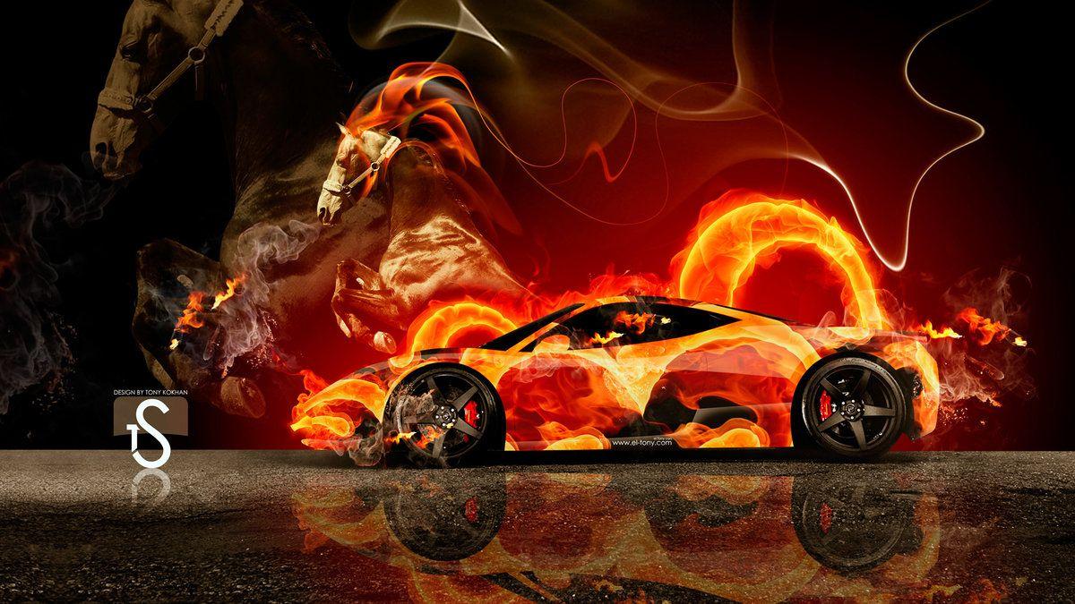 Ferrari Fire Horse Car 2014 HD Wallpaper Design By Tony Kokhan