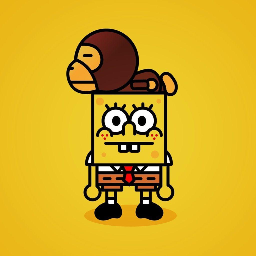 Funny Wallpaper SpongeBob and Monkey. Wallpaper / Background