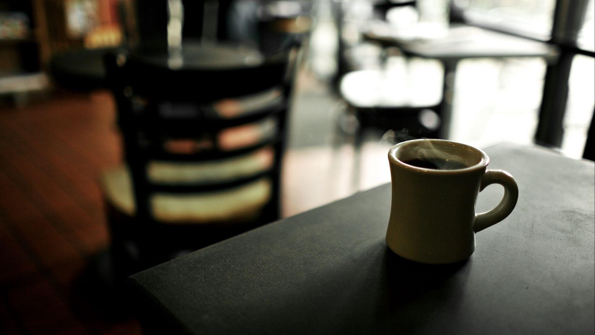 Download wallpaper 1920x1080 cafe, cup, coffee, hot, mood, table
